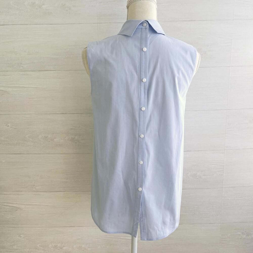 Halogen - Blue Pleated Front Button Back Sleevele… - image 1